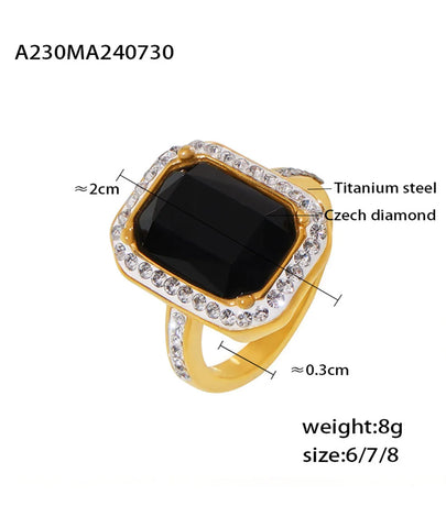 Glamour Hip Hop Big CZ Stainless Steel Rings For Women Trendy Women's Ring Luxury Jewelry Woman Wedding Gift