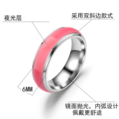 Titanium Steel Ring Jewelry Wholesale Luminous Ring Fluorescent Stainless Steel New Jewelry Stainless Steel Ring