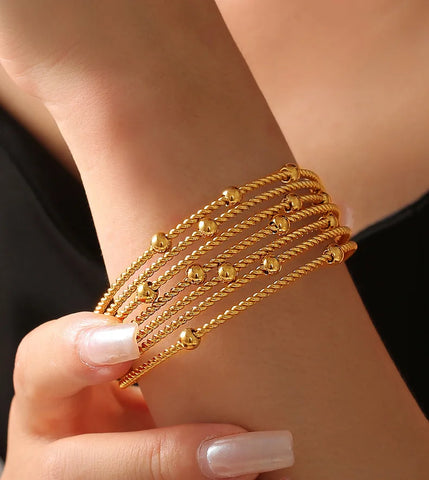 Fashion Multi Layer Twisted Circle Combination Bead Bracelet For Women Stainless Steel 18K Gold Plated Women's Bracelets On Hand