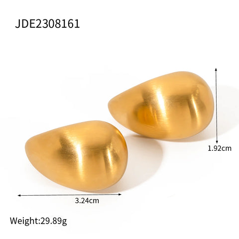 Drop Shaped Brushed Minimalist Stainless Steel 18K Gold Plated Matte Gold Earrings Tarnish-proof Light Luxury Women Ear Jewelry