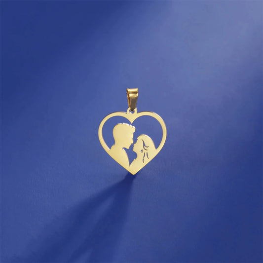 EUEAVAN 1pc Romantic Lovers Pendants Couple Stainless Steel Love Heart Pendant Charms for Necklace Jewelry Making DIY Supplies