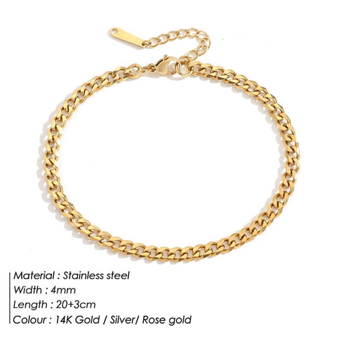 Women Stainless Steel Cuban Chain Anklets