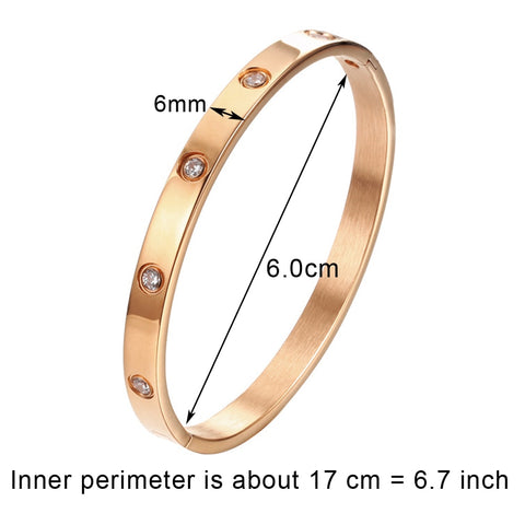 Luxury Female Bijoux Shining Crystal Bangles for Women Men Lover Bracelets &amp; Bangles Stainless Steel Pulseiras Feminina Jewelry