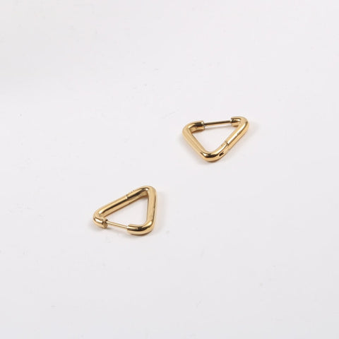 Waterproof & Tarnish Free Minimalist PVD Plated Waterproof Triangle Shaped Opening Earrings Stainless Steel Jewelry