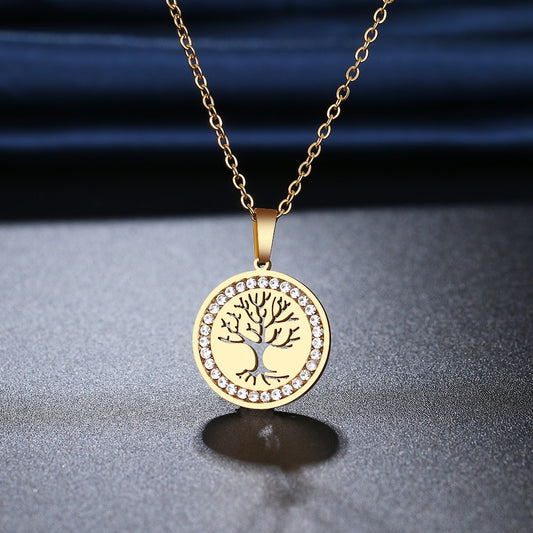 CACANA 316L stainless steel Life Tree Necklace NEW Crystal Rhinestone Necklaces For Women Wedding Valentine's Day Gifts N2116