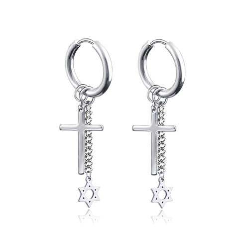 New Punk Stainless Steel Chain Hoop Earrings