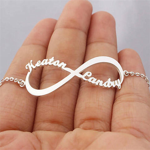 Personalized Customized Infinite Name Gold Stainless Steel Bracelets for Women Custom Name Charm Nameplate Bracelet Jewelry