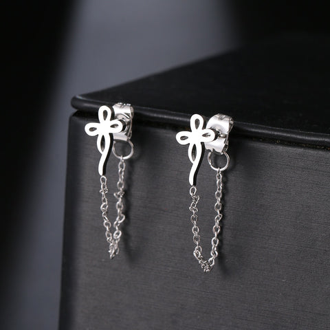 Stainless Steel Earrings 2022 Trend Cross Geometric Element Stars Heart Fashion Tassel Chain Earrings For Women Jewelry Friends