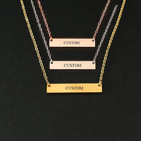 Customized Fashion Stainless Steel Name Necklace Personalized Letter Gold Choker Necklace Pendant Nameplate Gift