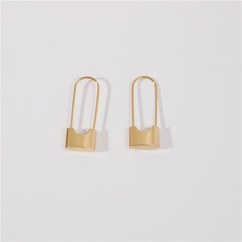 Waterproof & Tarnish Free Minimalist NO Fade Simple Lock Earrings Stainless Steel Jewelry