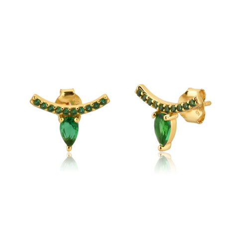 Women Green color Zircon Small Hoop Earrings