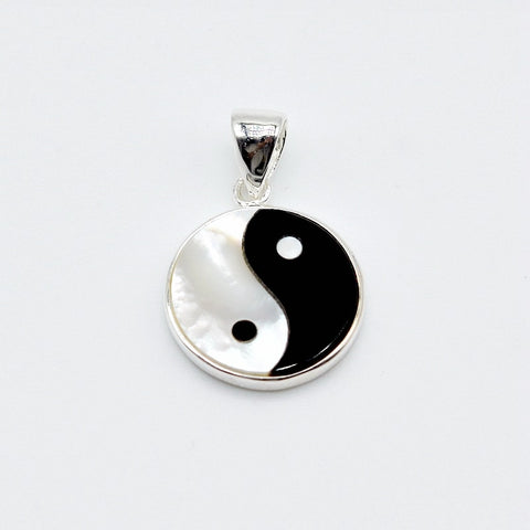 Yin Yang Silver Pendant Necklace Women's Silver Necklace Agate Shell Round Pendant Gift Choice for Girls