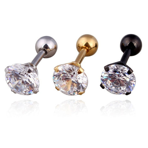 Steel Needle Zircon Crystal Stud Earrings