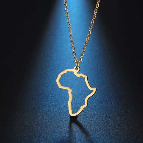 MyShape African Map Pendant Necklaces For Women Men Gold Color South Africa Stainless Steel Necklace Choker African Jewelry Gift