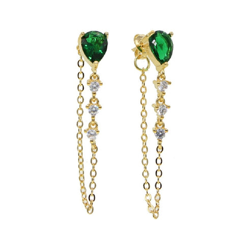 Women Green color Zircon Small Hoop Earrings