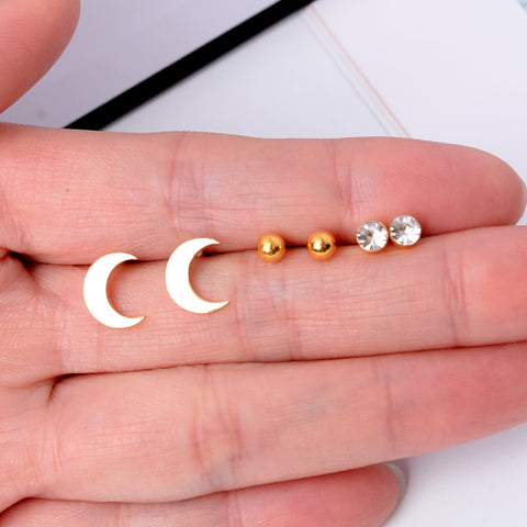 Stainless Steel Earrings Small Cute Butterfly Star Moon Heart Stud Earrings Set Punk Piercing Earing Women&#39;s Minimalist Jewelry