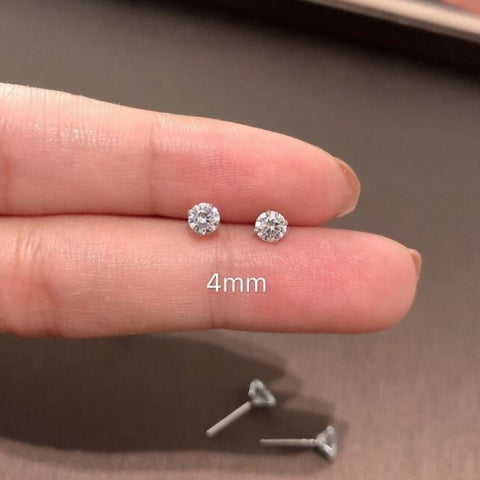 Fashion Cute Tiny Clear Crystal CZ Stud Earrings