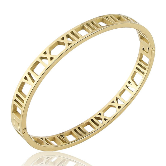 Delicate Hollow Roman Numeral Bracelets &amp; Bangles Titanium Steel Bangle Fine Jewelry For Women Vacuum Plating Bangle Top Quality