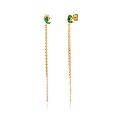 Women Green color Zircon Small Hoop Earrings