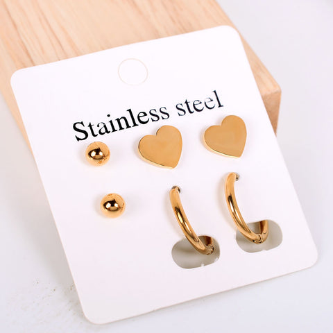 Stainless Steel Earrings Small Cute Butterfly Star Moon Heart Stud Earrings Set Punk Piercing Earing Women&#39;s Minimalist Jewelry