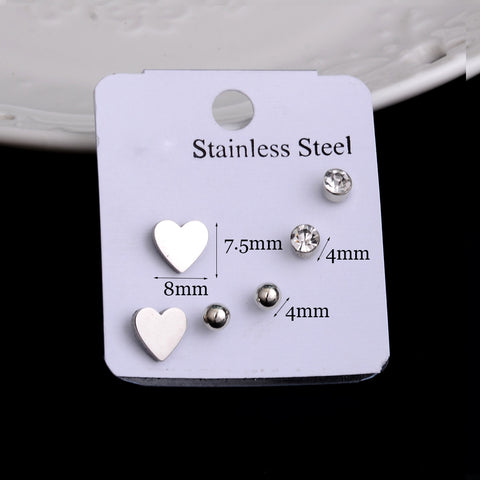 Stainless Steel Earrings Small Cute Butterfly Star Moon Heart Stud Earrings Set Punk Piercing Earing Women&#39;s Minimalist Jewelry