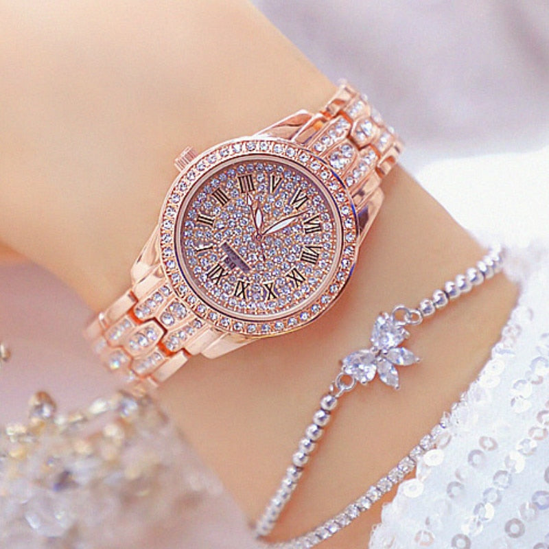 Diamond Women Watch Rhinestone Ladies Silver Bracelet Watches Clock Wristwatch Stainless Steel relogio feminino luxury jewelry
