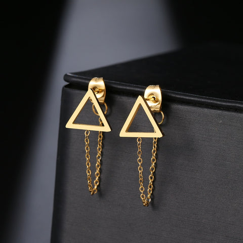 Stainless Steel Earrings 2022 Trend Cross Geometric Element Stars Heart Fashion Tassel Chain Earrings For Women Jewelry Friends