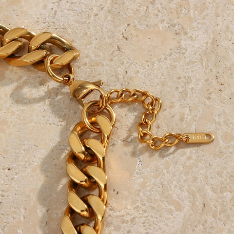 2021 New Trendy Stainless Steel 18K Gold Plated Tarnish Free Chunky Cuban Chain Necklaces For Women Hiphop