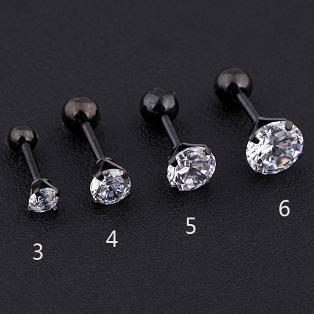 Medical Stainless steel Crystal Zircon Ear Studs Earrings