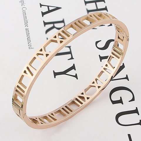 Delicate Hollow Roman Numeral Bracelets &amp; Bangles Titanium Steel Bangle Fine Jewelry For Women Vacuum Plating Bangle Top Quality