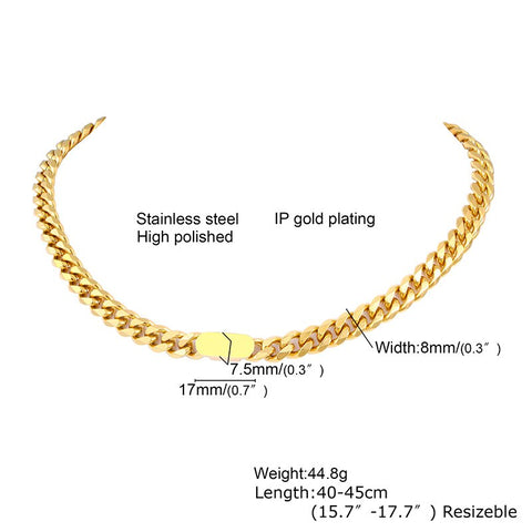 Stainless Steel Bold Curb Chain Necklace Minimal Design Chunky Cuban Link Colloar Women Gifts