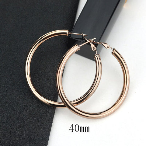 2 Pc New Stainless Steel Hoop Earrings Big Gold Circle Twist Earrings for Women Non Tarnish Accessories Jewelry Girl Party Gift