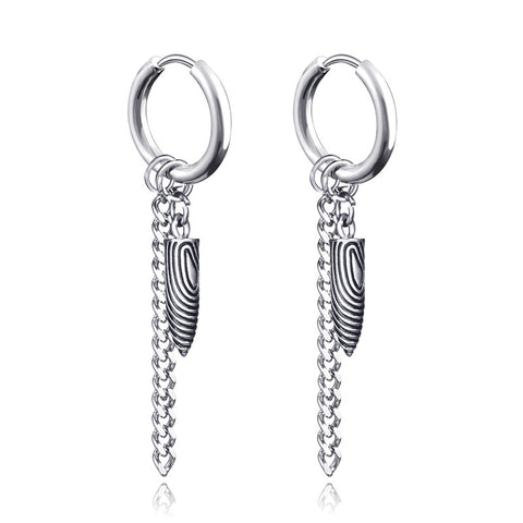 New Punk Stainless Steel Chain Hoop Earrings