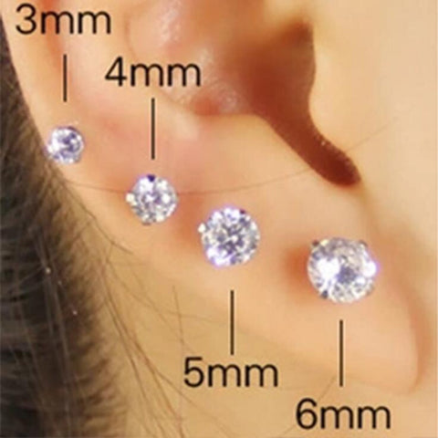 Medical Stainless steel Crystal Zircon Ear Studs Earrings