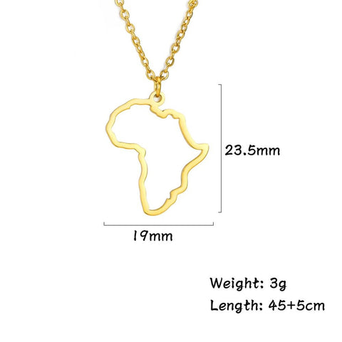 MyShape African Map Pendant Necklaces For Women Men Gold Color South Africa Stainless Steel Necklace Choker African Jewelry Gift