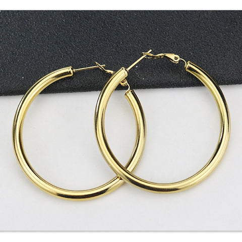 2 Pc New Stainless Steel Hoop Earrings Big Gold Circle Twist Earrings for Women Non Tarnish Accessories Jewelry Girl Party Gift