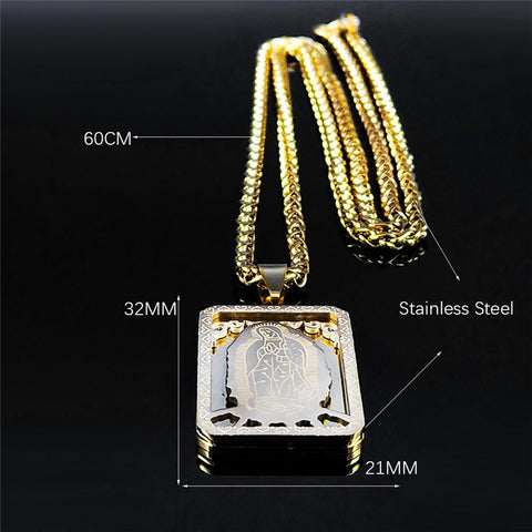 2022 Hip Hop Double Layer Stainless Steel Long Pendant Necklace Women/Men Gold Color Virgin Mary Jewelry collier homme N6003S02