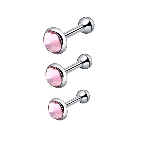 3Pcs/set Surgical Steel Earring For Women Tragus Cartilage Piercing Barbells Ear Studs Jewelry Mixed 3mm 4mm 5mm