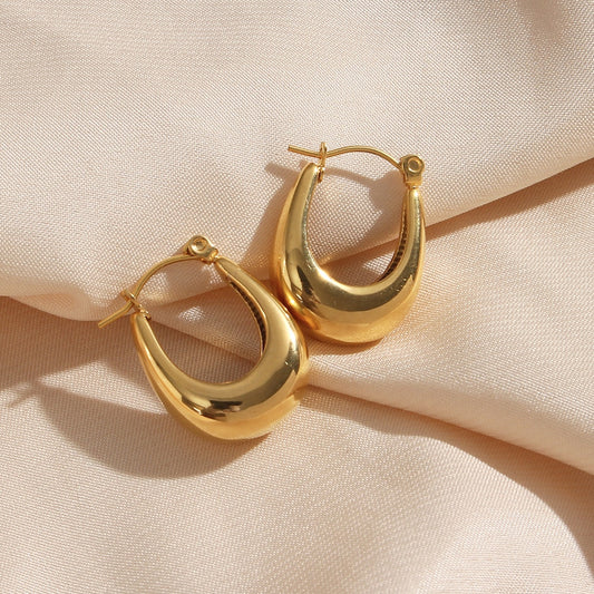 2021 New Daily Basic Hollow U Shape Hoop Earrings For Women Small Gold Plated Stainless Steel Earrngs Tarnish Free Jewelry