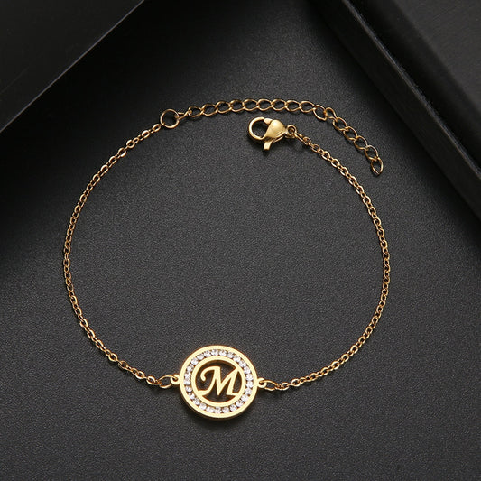 CACANA 316L Stainless Steel Bracelet With Letter A-Z Fashion Initial Alphabet Charms Bracelets For Women Fashion Girls Gifts