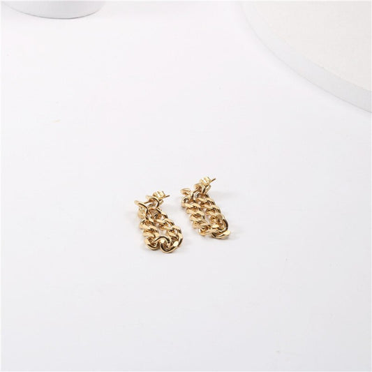 2021 High End PVD Plated Double Chain Earring 2021 Tarnish Free Stainless Steel Jewelry