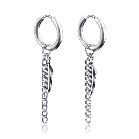 New Punk Stainless Steel Chain Hoop Earrings