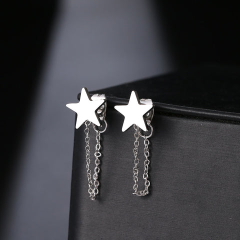 Stainless Steel Earrings 2022 Trend Cross Geometric Element Stars Heart Fashion Tassel Chain Earrings For Women Jewelry Friends