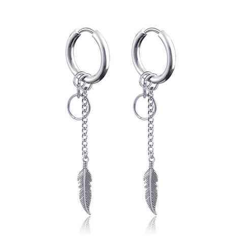 New Punk Stainless Steel Chain Hoop Earrings