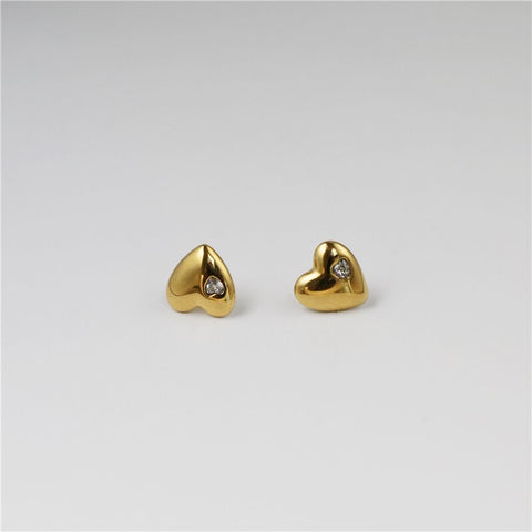 Waterproof & Tarnish Free Zircon Heart Stainless Steel Stud  Earrings Trendy Jewelry Wholesale