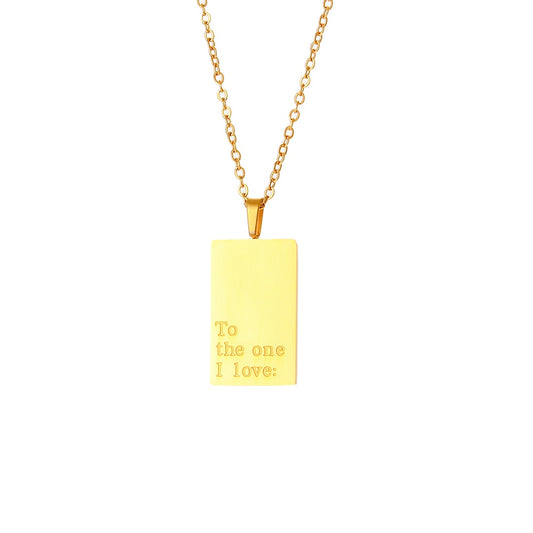 2021 New Individuality MessageTarot Necklace Stainless Steel 18k Gold Plated Tarnish Free Square Geometric Gold Necklace