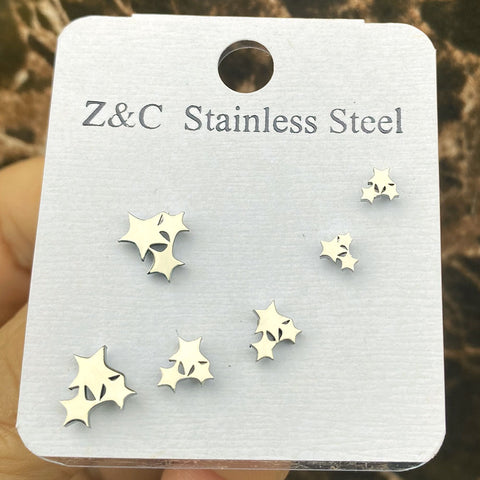 Stainless Steel Earrings Small Cute Butterfly Star Moon Heart Stud Earrings Set Punk Piercing Earing Women&#39;s Minimalist Jewelry