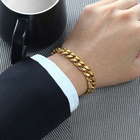 Women&#39;s Men&#39;s Bracelet Stainless Steel Cuban Link Chain Bracelets Gold Silver Color Fashion Wholesale Dropshipping Jewelry KBB10