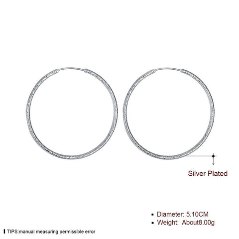 Free Shipping 925 Sterling Silver Simple Scrub 3.5cm/5.0cm Hoop Earrings for Women Trendy Jewelry Earrings