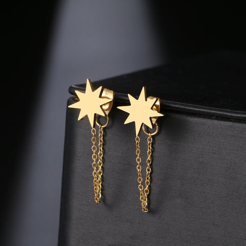 Stainless Steel Earrings 2022 Trend Cross Geometric Element Stars Heart Fashion Tassel Chain Earrings For Women Jewelry Friends